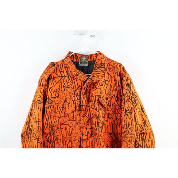 Vintage 90s Smith & Wesson Mens Large Distressed Camouflage Jacket Blaze Orange - Picture 2 of 10